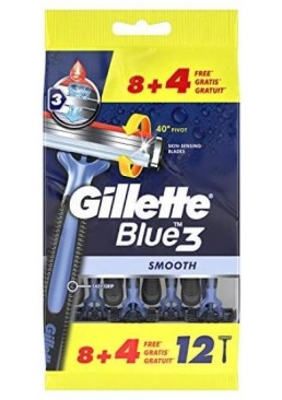 Станки бритвенные Gillette Blue 3 одноразовые, 8 + 4 шт